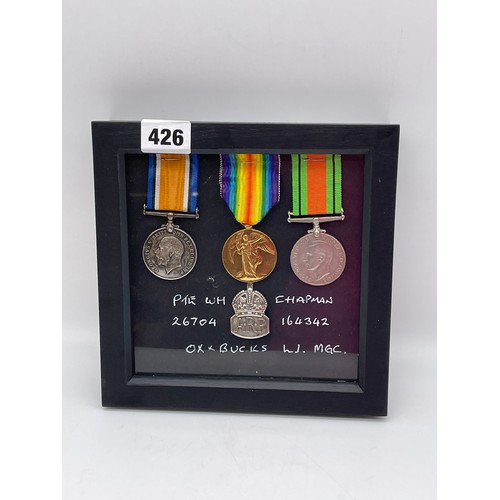 426 - WWI DUO AND WWII MEDAL TO PTE WH CHAPMAN 26704 AND 164342 OX AND BUCKS LI