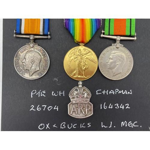 426 - WWI DUO AND WWII MEDAL TO PTE WH CHAPMAN 26704 AND 164342 OX AND BUCKS LI