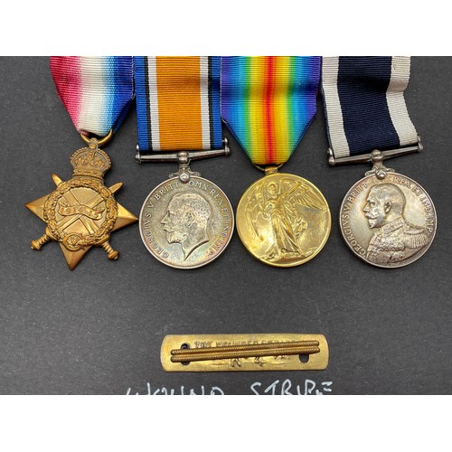 417 - WWI TRIO TO 10052 GNR F.H.TROUGHTON RMA AND WOUND STRIPE, AND LONG SERVICE GOOD CONDUCT MEDAL