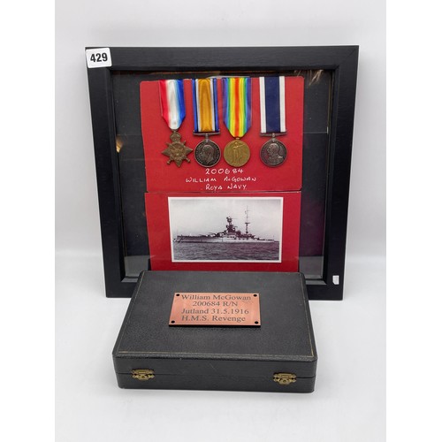 429 - WWI MEDAL TRIO 200684 WILLIAM MCGOWAN ROYAL NAVY A LONG SERVICE AND GGOD CONDUCT MEDAL