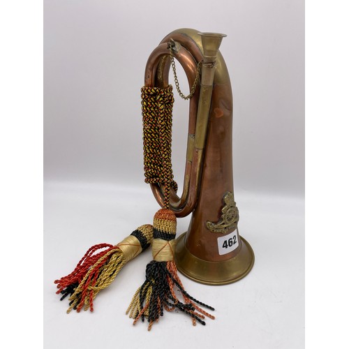 462 - COPPER AND BRASS BUGLE WITH CORDED TASSEL