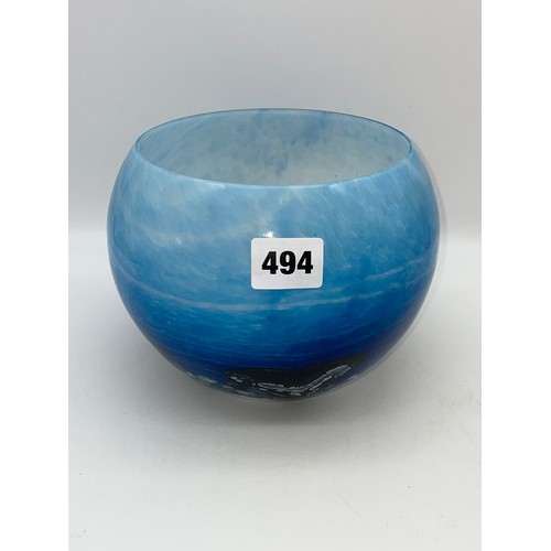 494 - CAITHNESS BLUE CADENZA HEART BOWL