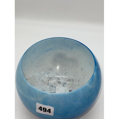 494 - CAITHNESS BLUE CADENZA HEART BOWL