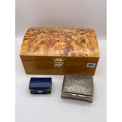 491 - JEWELLERY CHEST AND TRINKET BOXES