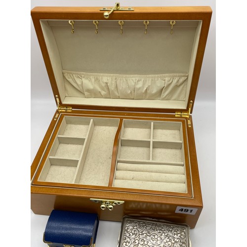 491 - JEWELLERY CHEST AND TRINKET BOXES