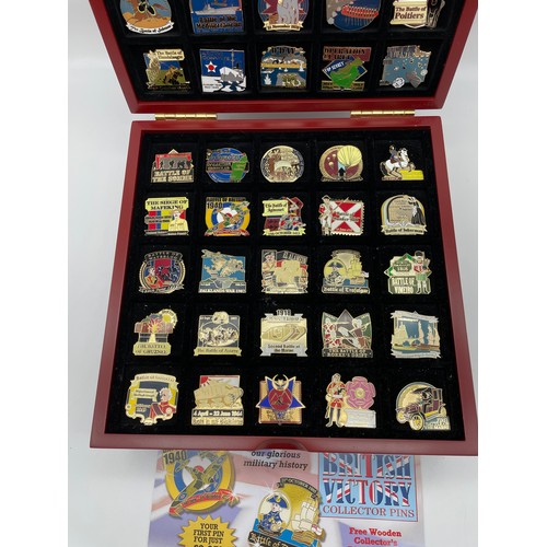 451 - BOXED BRITISH VICTORY ENAMEL PIN COLLECTION