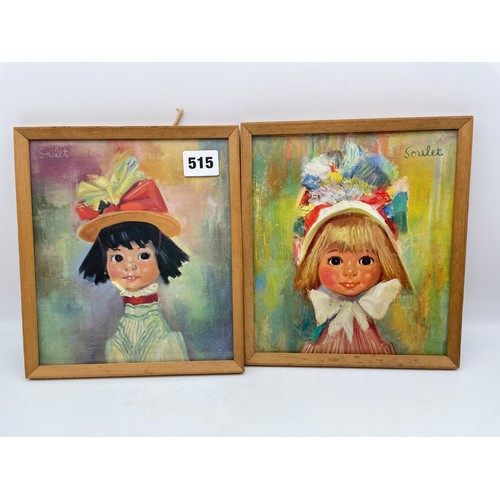 515 - PAIR OF SOULET KITSCH PRINTS OF CHILDREN