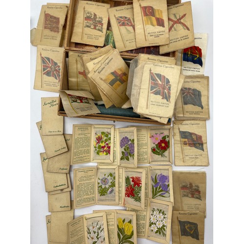 470 - BOX OF KENSITAS SILK FLOWERS CIGARETTE CARDS, AND OTHERS INCLUDING FLAGS OF THE BRITISH EMPIRE