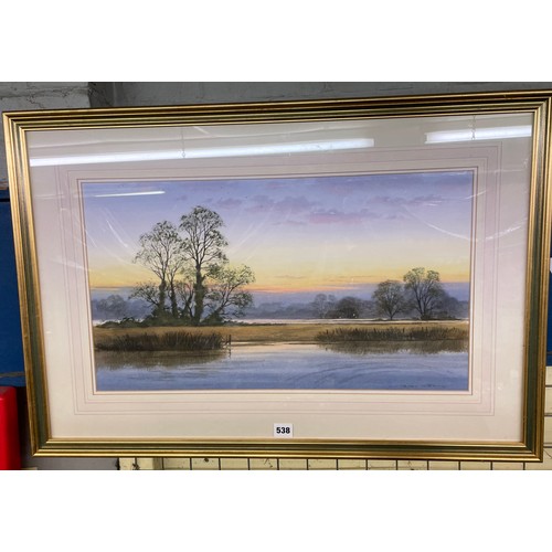 487 - WATERCOLOUR OF A RIVER LANDSCAPE BY STEPHEN FOSTER F/G