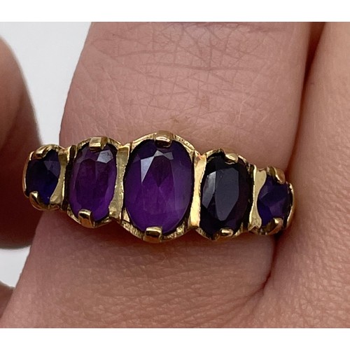 510 - 9CT FIVE STONE AMETHYST RING SIZE M/N 4.2G APPROX