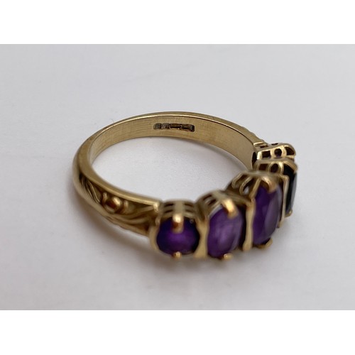 510 - 9CT FIVE STONE AMETHYST RING SIZE M/N 4.2G APPROX