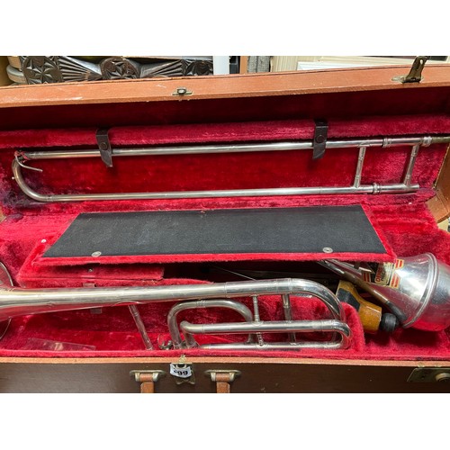 399 - CASED BOOSEY AND HAWKES IMPERIAL MARCHING BAND TROMBONE