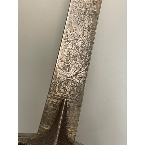 457 - 19TH CENTURY ANDREWS OF PALL MALL MAMELUKE DRESS SWORD WITH ENGRAVED BLADE AND BONE HANDLE IN A STEE... 