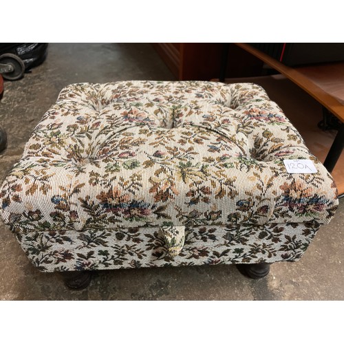 120A - BUTTON FABRIC UPHOLSTERED NEEDLE WORK STOOL