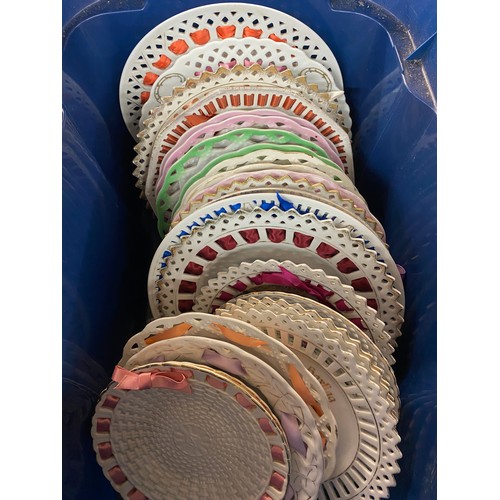 545 - BASKET OF CONTINENTAL RIBBON PLATES INC. FLORAL AND TOPOGRAPHICAL EXAMPLES