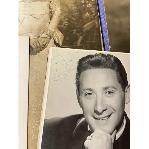 531 - AGFA BOX CONTAINING INTERESTING SIGNED PHOTOGRAPHS AND PRINTS OF VAUDEVILLE AND STAGE STARS ICLUDING... 