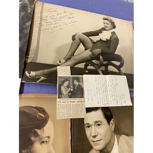 531 - AGFA BOX CONTAINING INTERESTING SIGNED PHOTOGRAPHS AND PRINTS OF VAUDEVILLE AND STAGE STARS ICLUDING... 