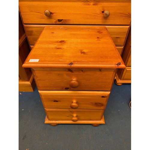 17 - PINE THREE DRAWER BEDSIDE CHEST