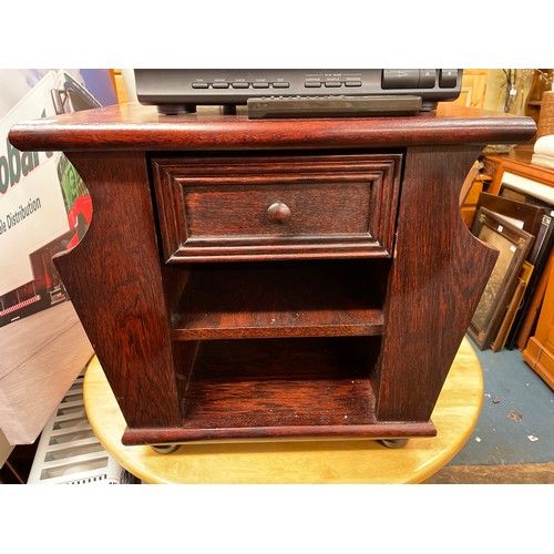 46 - DARK STAINED MAGAZINE LAMP TABLE