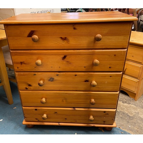 37 - PINE FIVE DRAWER CHEST