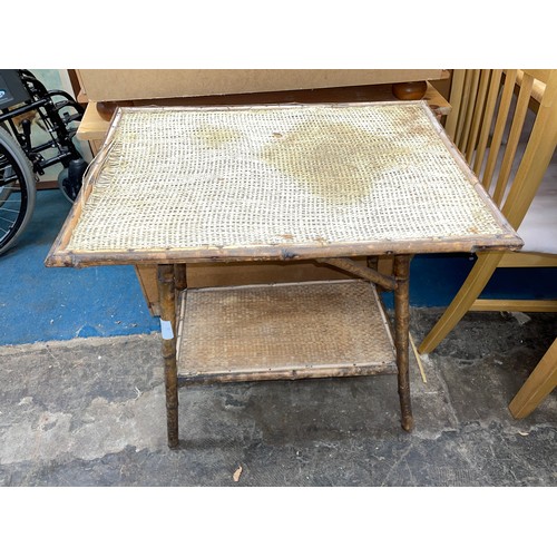 40 - EDWARDIAN BAMBOO OCCASIONAL TABLE WITH UNDERTIER