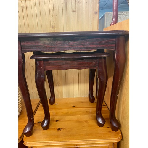 80 - ROSEWOOD EFFECT OVAL COFFEE TABLE AND NEST OF TWO TABLES