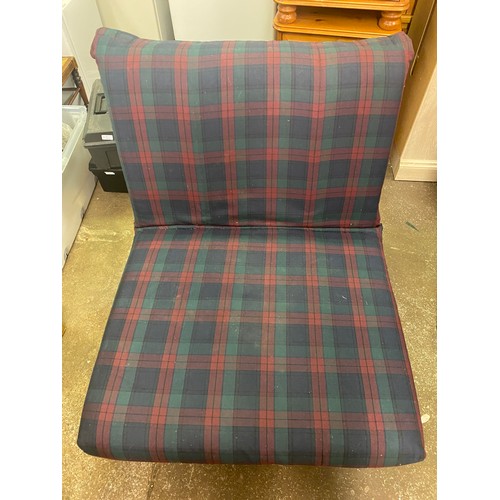 72 - PURPLE TARTAN SOFA BED CHAIR