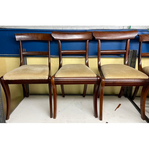 25 - MATCHED SET OF SEVEN REGENCY MAHOGANY BAR BACK DINING CHAIRS