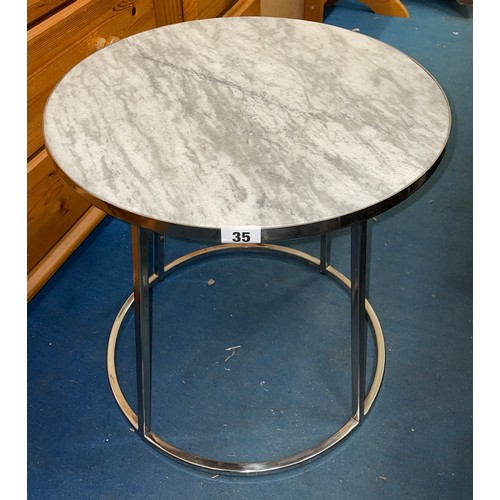 35 - MARBLE TOPPED CHROME PLANT TABLE