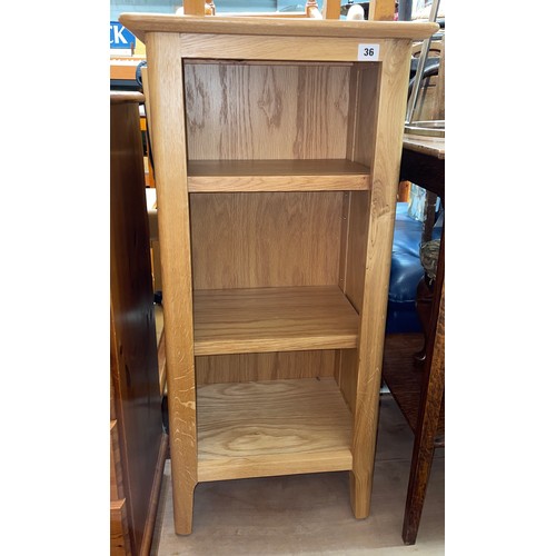 36 - LIGHT OAK SMALL OPEN BOOKCASE