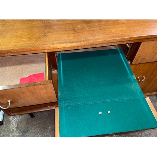 71 - LATE 50S EARLY 60S TEAK SIDEBOARD WITH BI-FOLD CUPBOARDS