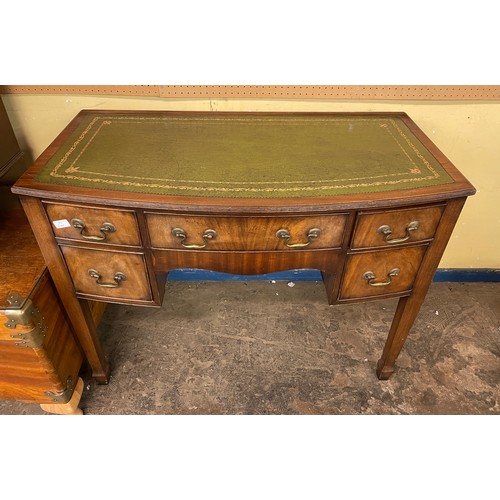 155 - REPRODUCTION GEORGE III STYLE BOW FRONTED WRITING DESK