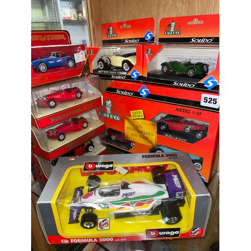 525 - SOLIDO AND DIE CAST VINTAGE CAR SET, TWO SOLIDO CARS, AND FOUR MATCHBOX MODELS OF YESTER YEAR DIE CA... 