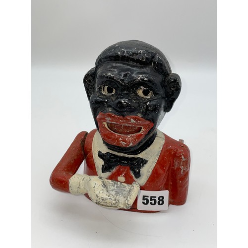 558 - CAST IRON JOLLY NEGRO MONEY BOX