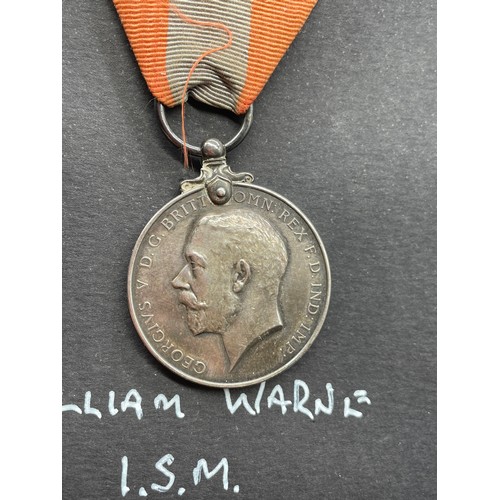 623 - GEORGE V MEDAL TO WILLIAM WARNE I.S.M