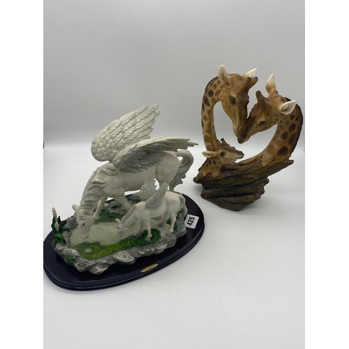 425 - RESIN PEGASUS AND GIRAFFE BUST FIGURE GROUPS