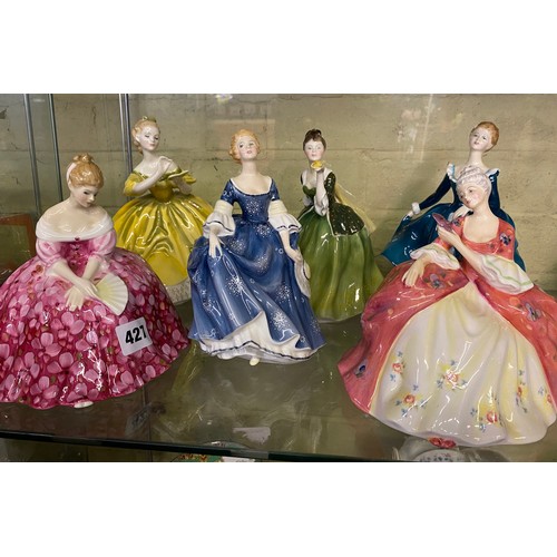 427 - SIX ROYAL DOULTON FIGURES INC. HILARY, WISTFUL, VICTORIA, FLEUR, JANINE AND THE LAST WALTZ