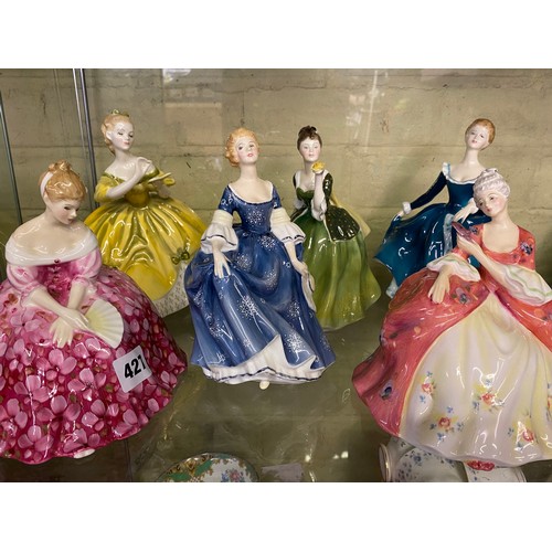 427 - SIX ROYAL DOULTON FIGURES INC. HILARY, WISTFUL, VICTORIA, FLEUR, JANINE AND THE LAST WALTZ