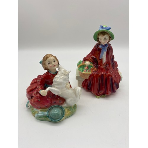 428 - SIX ROYAL DOULTON FIGURES INC. LINDA, A CHILD FROM WILLIAMSBURG, GOODIE TWO SHOES, THE BEDTIME STORY... 