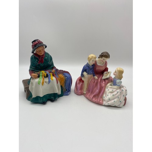 428 - SIX ROYAL DOULTON FIGURES INC. LINDA, A CHILD FROM WILLIAMSBURG, GOODIE TWO SHOES, THE BEDTIME STORY... 