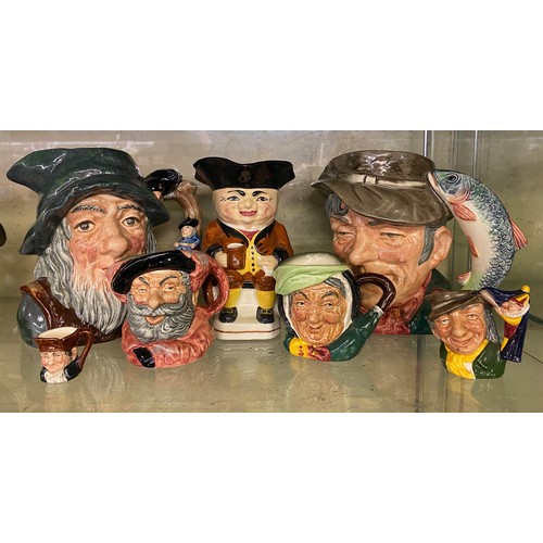 429 - ROYAL DOULTON LARGE CHARACTER JUGS INC. THE POACHER AND RIP VAN WINKLE, MEDIUM JUGS INC. FALSTAFF, S... 