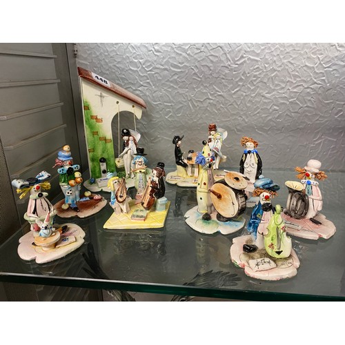 448 - SELECTION OF ITALIAN POTTERY ZAMPIVA CLOWN FIGURES INC. MUSIC BAND AND LOVERS