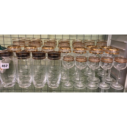 457 - SELECTION OF GILT AND SILVER ETCHED GLASS WARE