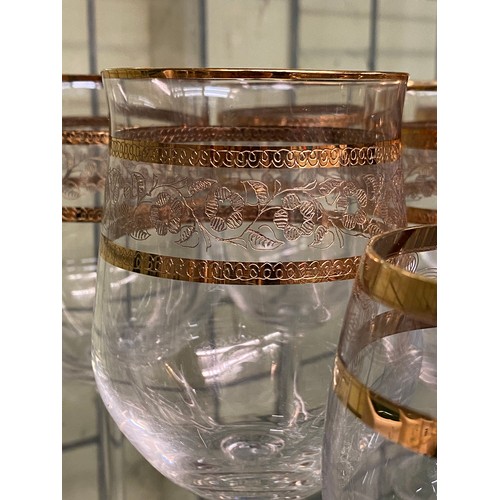 457 - SELECTION OF GILT AND SILVER ETCHED GLASS WARE