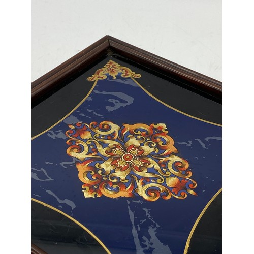 572 - HAND PAINTED GOLD ACANTHUS TILE TRIVET