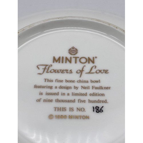 576 - LIMITED EDITION 186 BONE CHINA BOWL BY MINTON ENTITLED FLOWERS OF LOVE 29CM DIAMETER