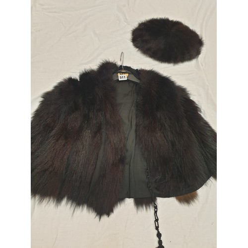 511 - FUR CAPELET AND MATCHING BERET