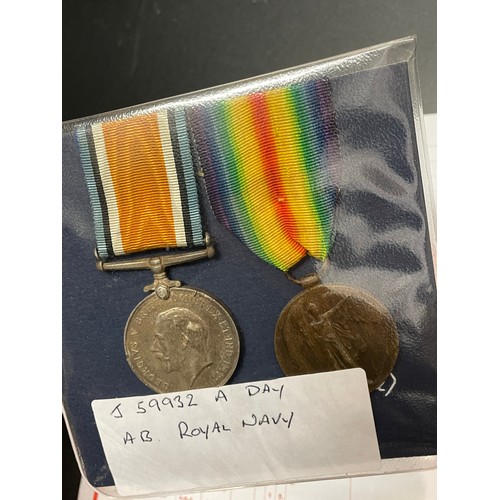 606 - WWI MEDAL DUO TO J 59932 A.DAY ROYAL NAVY WITH EPHEMRA