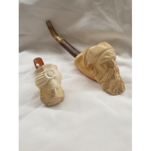 661 - MEERSCHAUM CARVED PERSIAN FIGURE BOWL PIPE AND ONE OTHER SLIGHT DAMAGE TO ONE