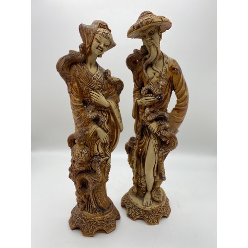 544 - PAIR OF RESIN MOULDED CHINESE FIGURES